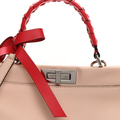 Fendi Vitello Seta Nappa Ribbon Medium Peekaboo Iconic Satchel Plaster Fiamma 8 of 10