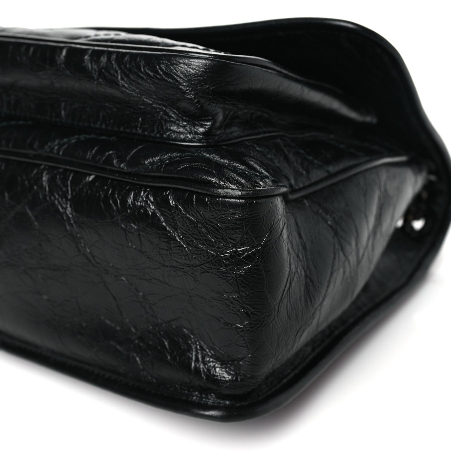 Saint Laurent Crinkled Calfskin Matelasse Monogram Medium Niki Chain Satchel Black 10 of 12