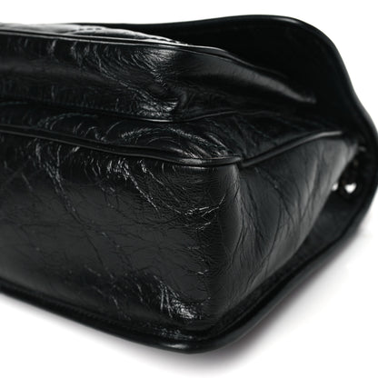 Saint Laurent Crinkled Calfskin Matelasse Monogram Medium Niki Chain Satchel Black 10 of 12