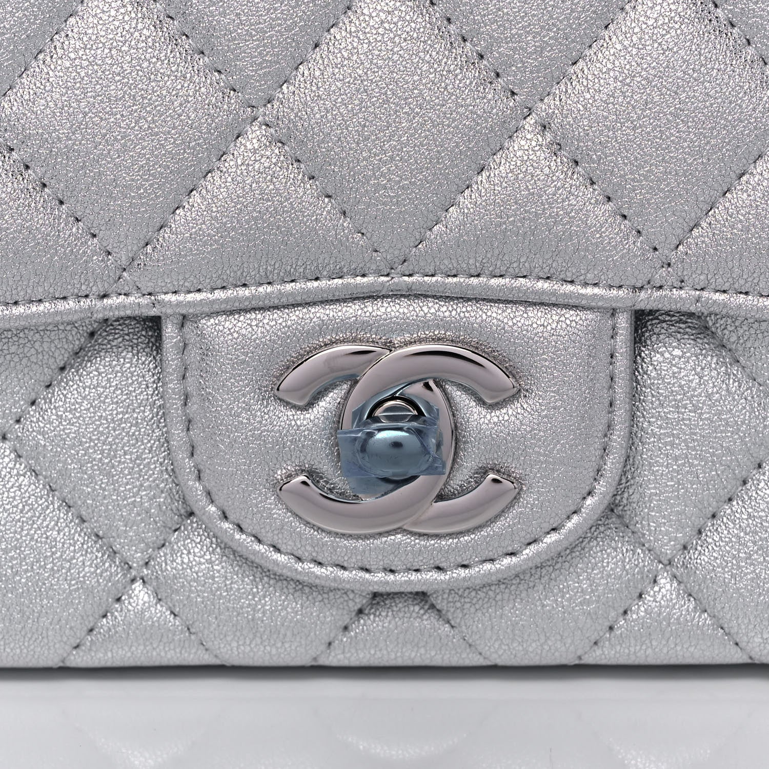Chanel Metallic Lambskin Quilted Mini Square Flap Silver 8 of 10