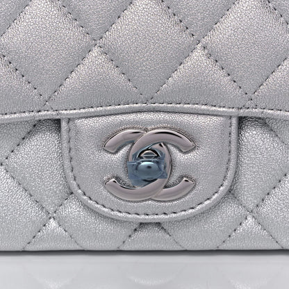 Chanel Metallic Lambskin Quilted Mini Square Flap Silver 8 of 10