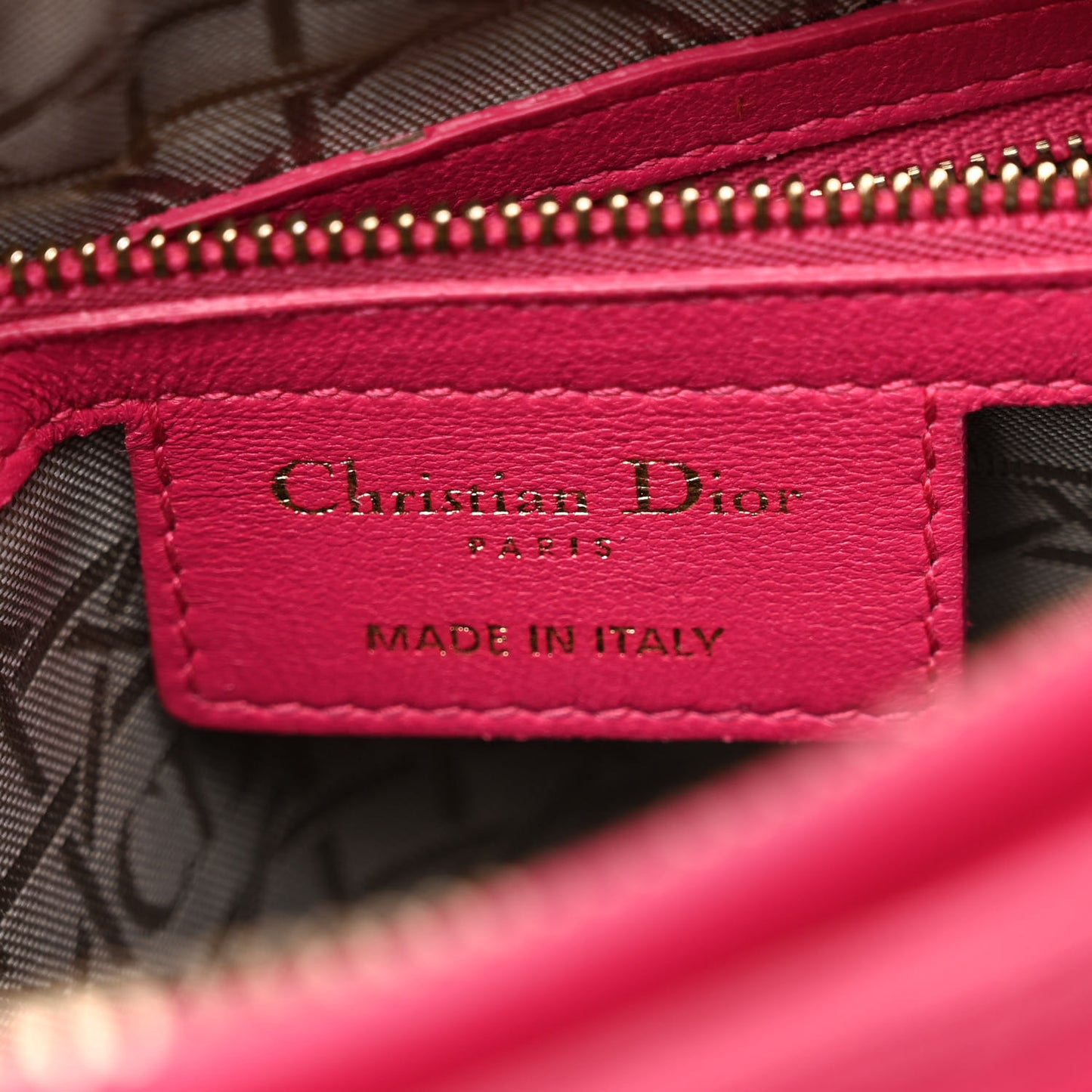 CHRISTIAN DIOR Lambskin Cannage Medium Lady Dior Fuchsia