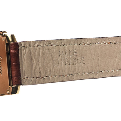 Cartier 18K Yellow Gold Alligator 28mm Tank Francaise Chronoflex Quartz Watch Brown 7 of 8