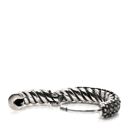 David Yurman Sterling Silver Black Diamond Petite Pave Huggie Hoop Earrings 5 of 6