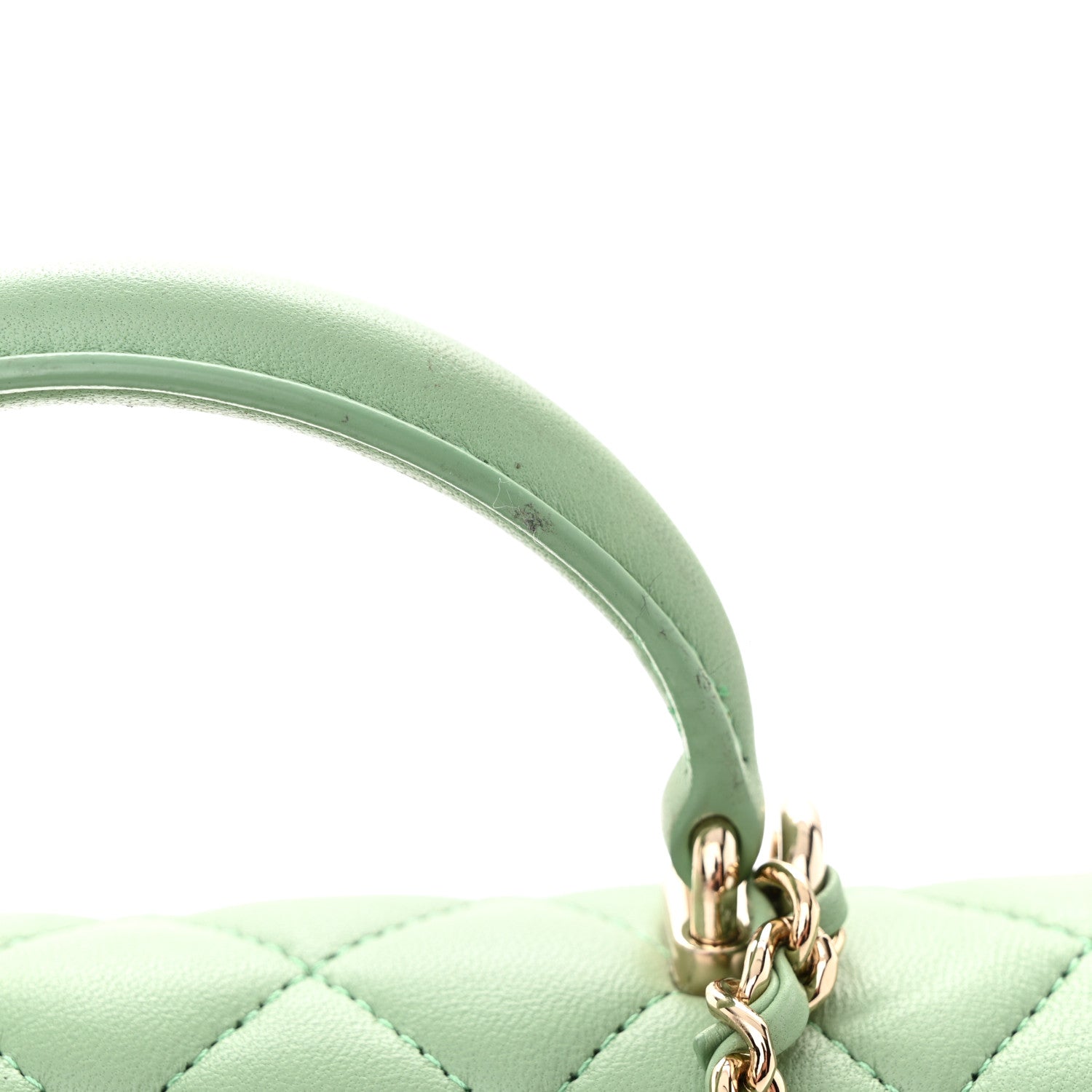 Chanel Lambskin Quilted Mini Top Handle Rectangular Flap Light Green 11 of 12