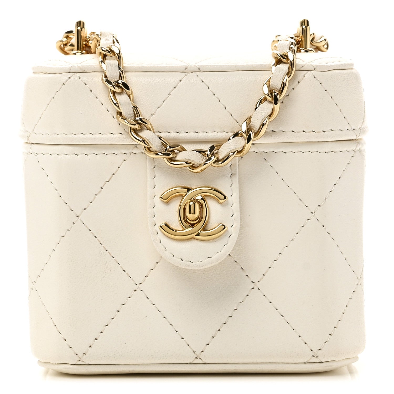 Chanel Lambskin Quilted Vanity Clutch With Chain White 1 of 12
