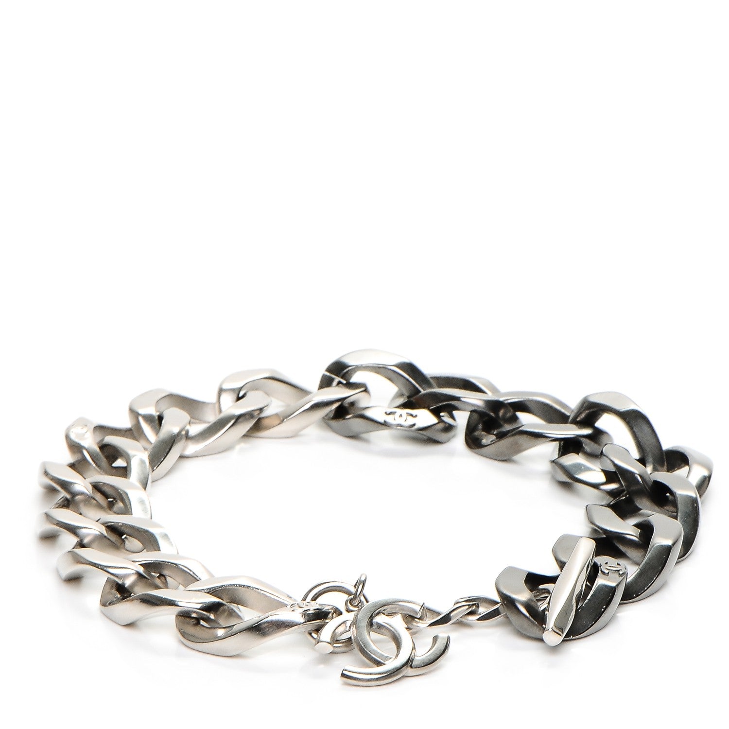Chanel Chain Link CC Choker Necklace Silver 1 of 4