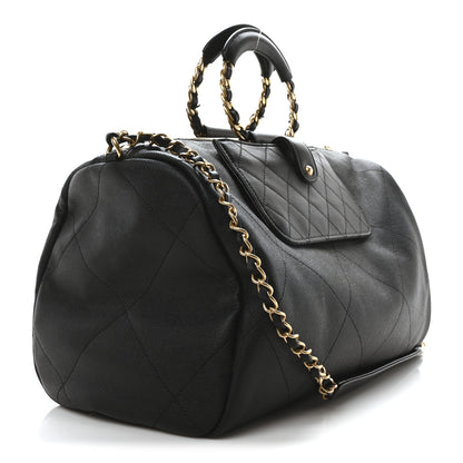 Chanel Grained Calfskin Lambskin Quilted Large Bowling Bag Black 3 of 10