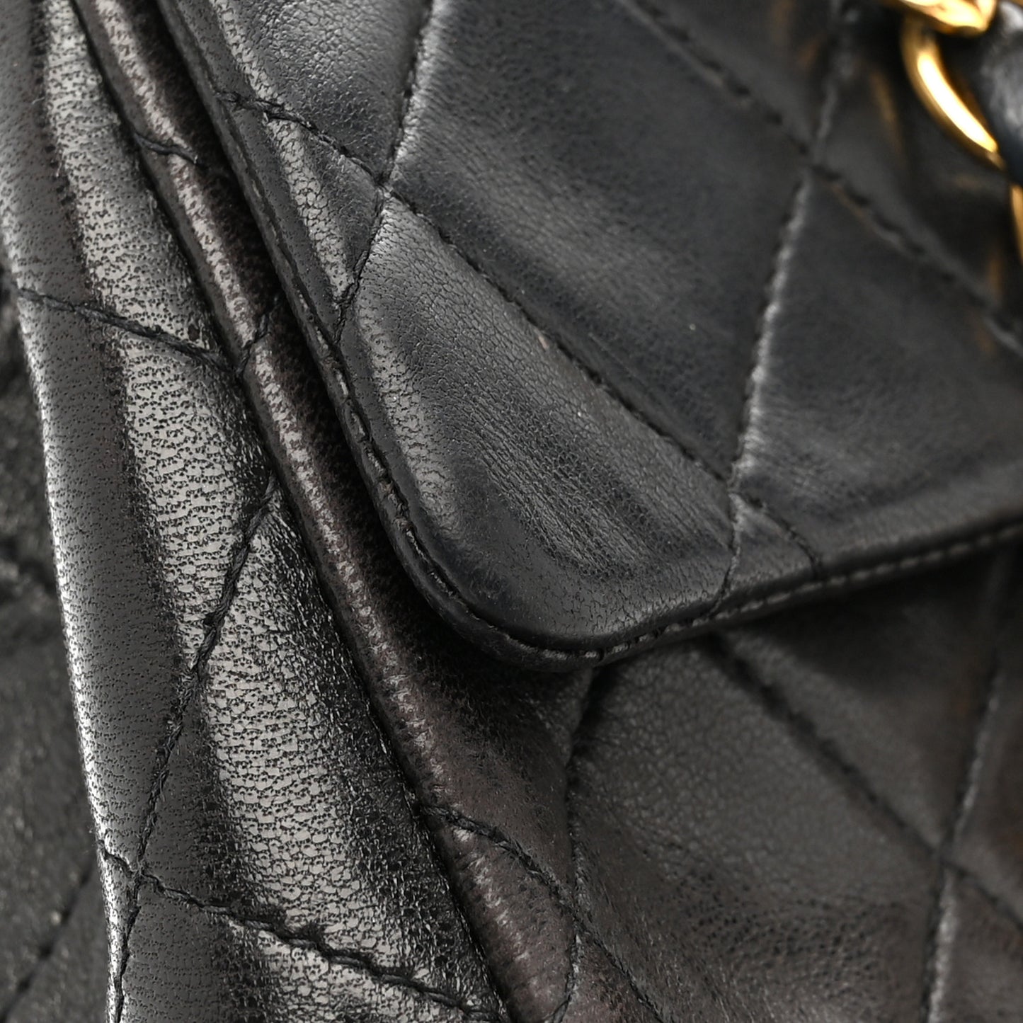 Lambskin Quilted Mini Square Flap Black