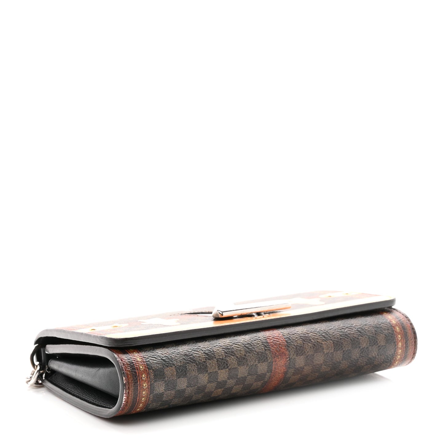 Transformed Damier Ebene Time Trunk Twist Chain Wallet