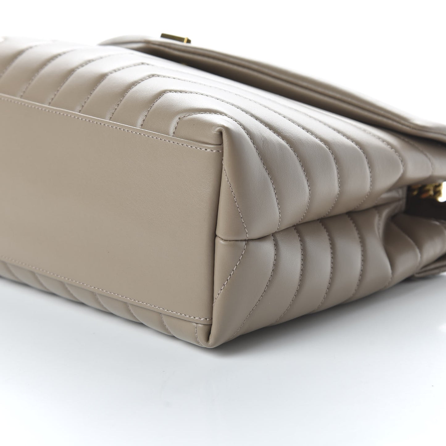 Calfskin Y Quilted Monogram Medium Loulou Chain Satchel Dark Beige