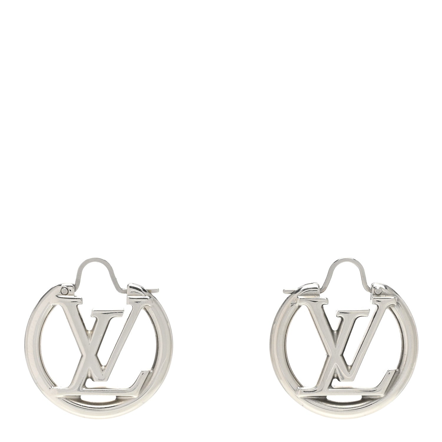 Louis Vuitton Palladium Small Louise Hoop Earrings Silver 1 of 5