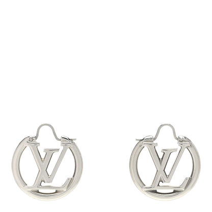 Louis Vuitton Palladium Small Louise Hoop Earrings Silver 1 of 5