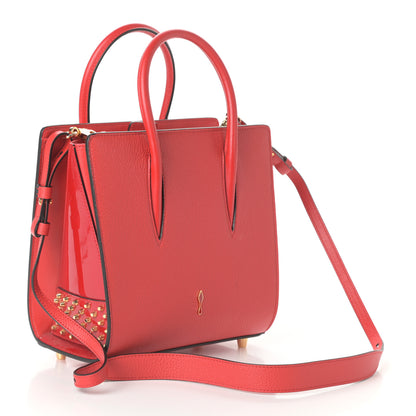 Christian Louboutin Calfskin Patent Studded Small Paloma Red 3 of 9