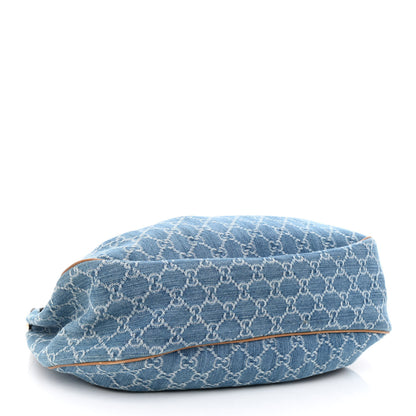 Gucci Denim Monogram Medium Sukey Hobo Blue 4 of 12