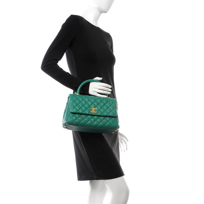 Chanel Caviar Quilted Small Coco Handle Flap Green 3 of 26