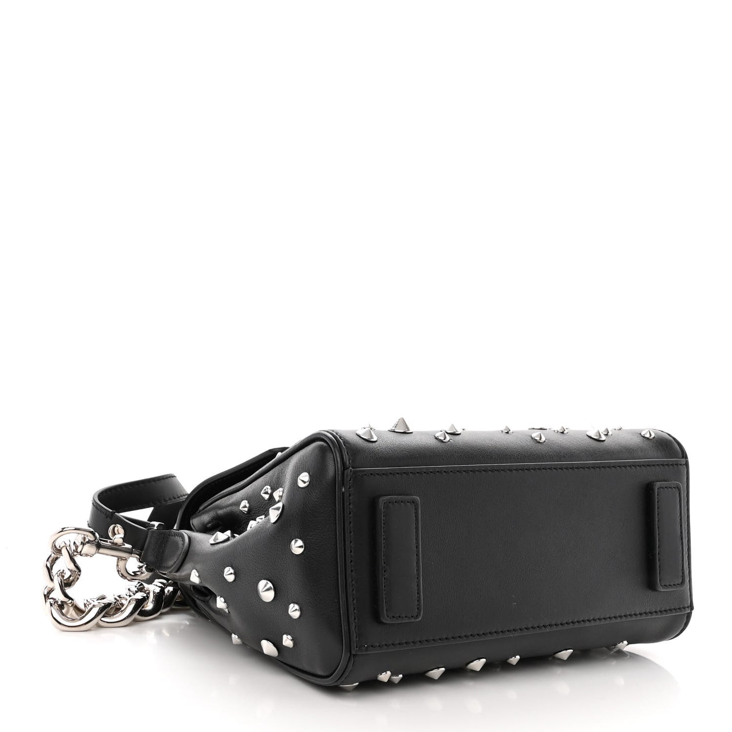 Grained Calfskin Spiked Small La Medusa Top Handle Bag Black