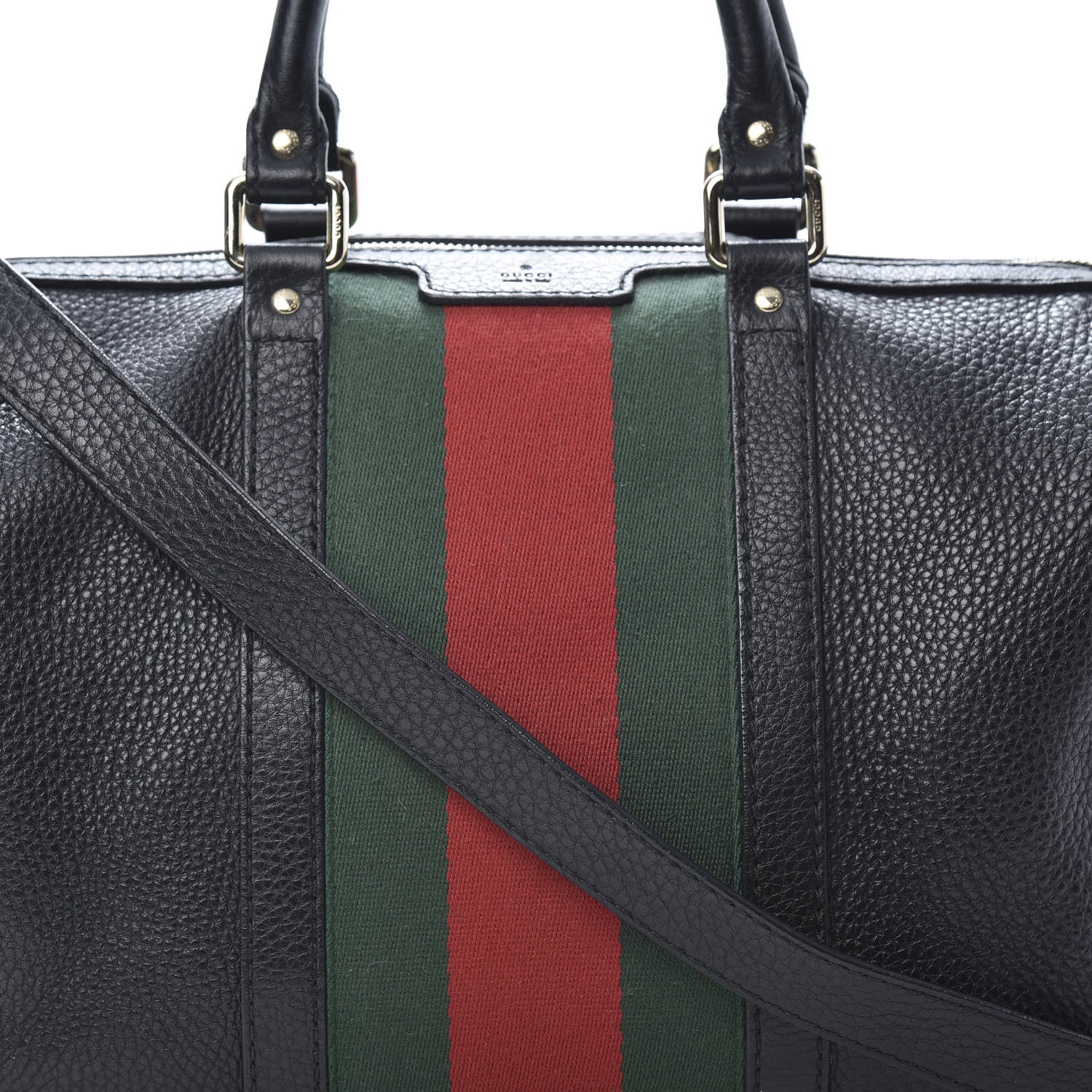 Gucci Calfskin Vintage Web Medium Boston Black 8 of 15