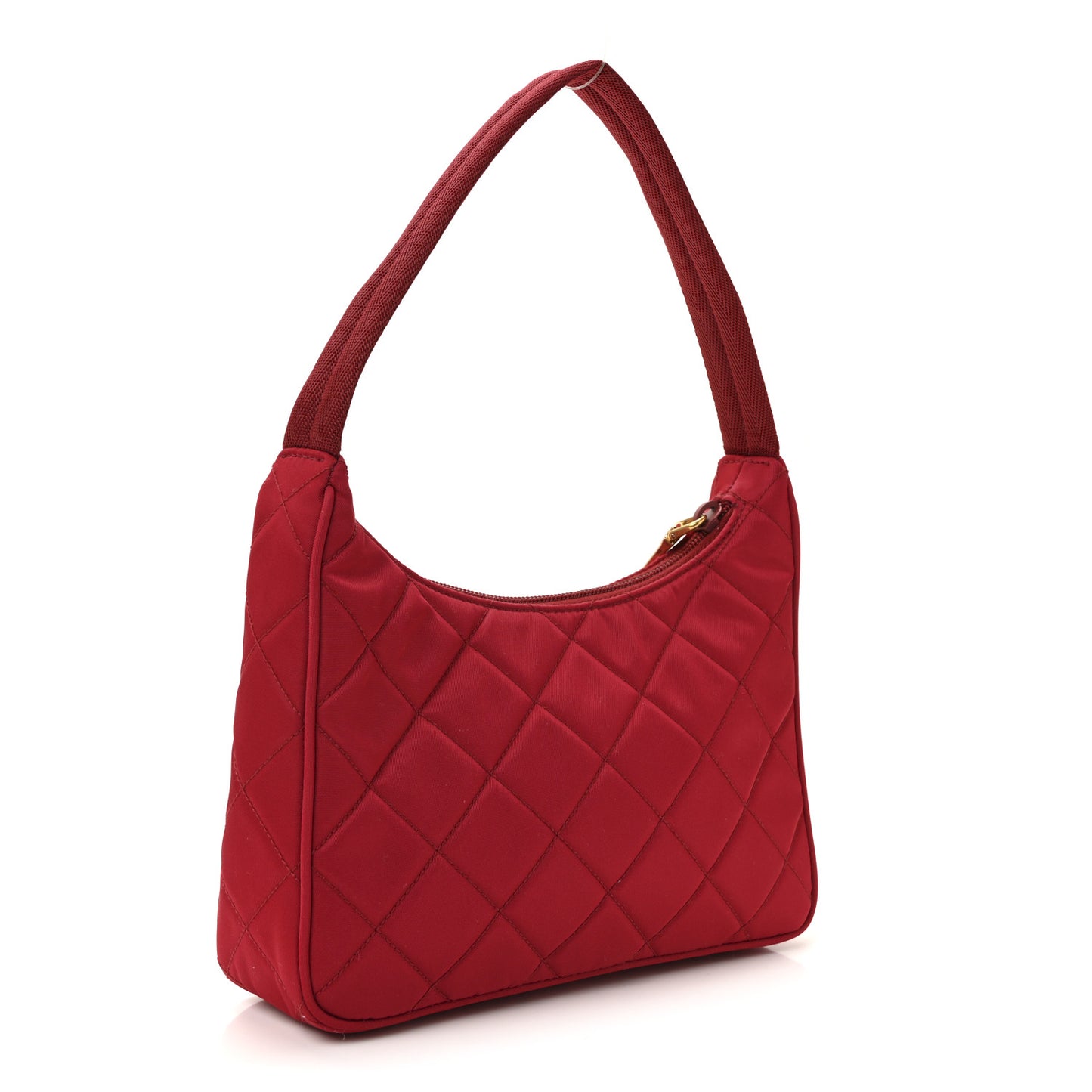 Tessuto Nylon Impuntu Quilted Shoulder Bag Cherry