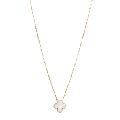 Van Cleef & Arpels 18K Yellow Gold Mother of Pearl Vintage Alhambra Pendant Necklace 1 of 7