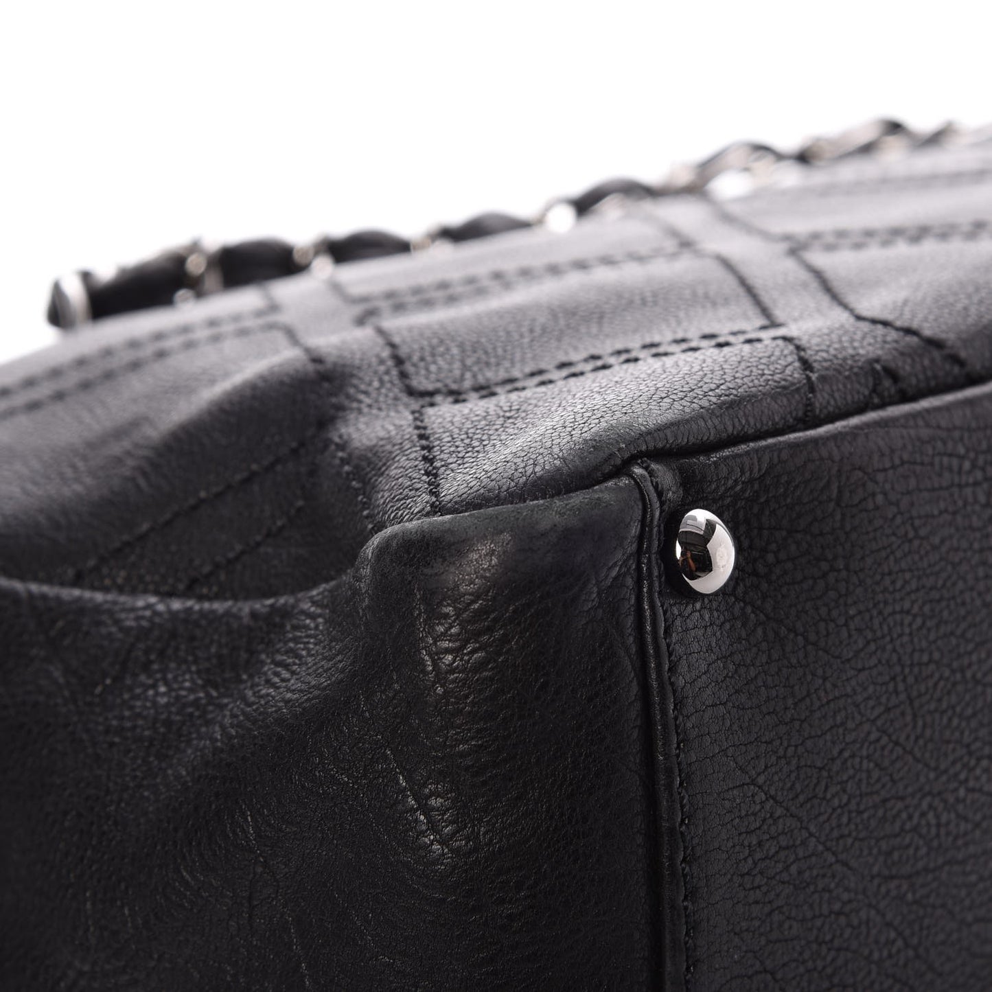 Calfskin Small Diamond Stitch Tote Black