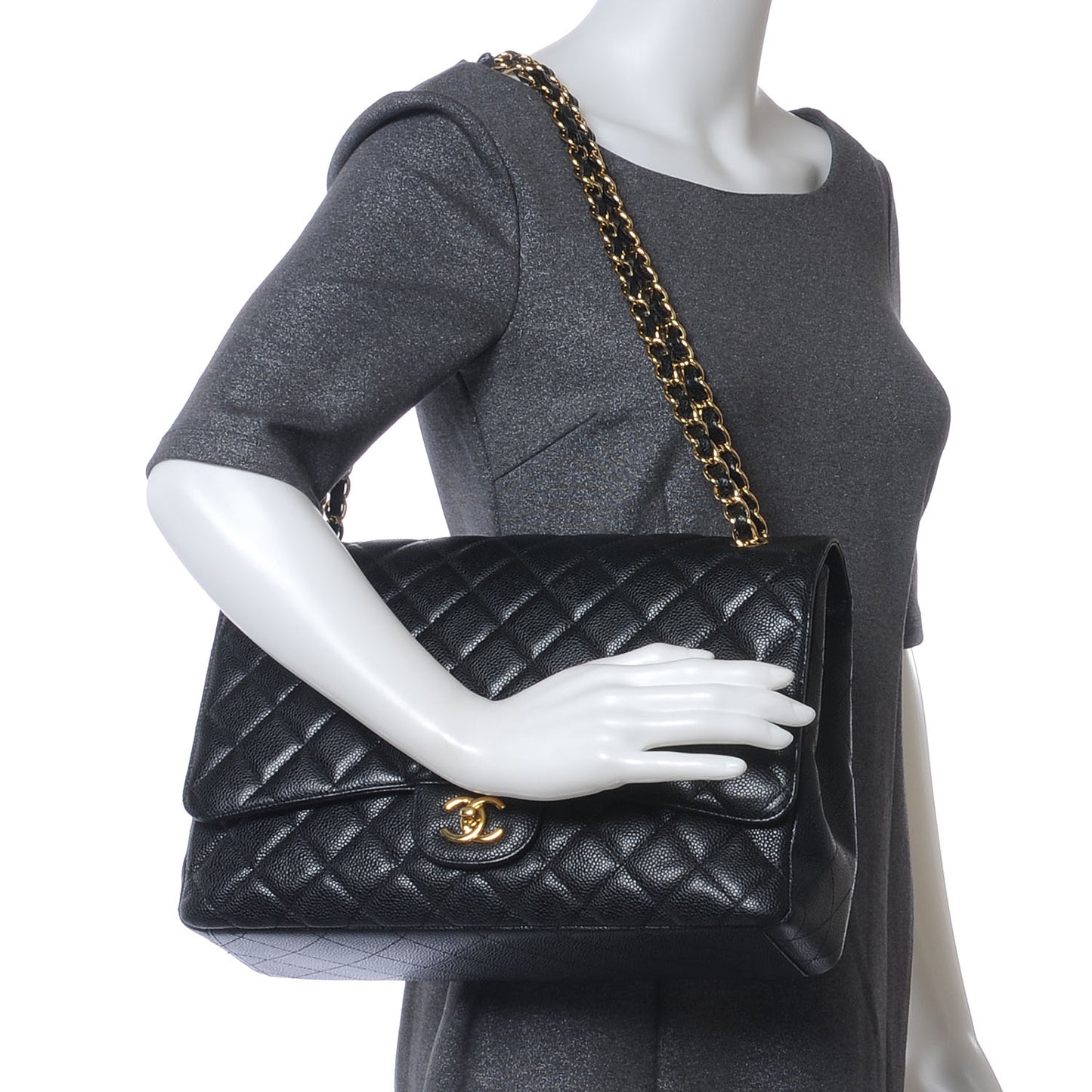 Caviar Maxi Single Flap Black