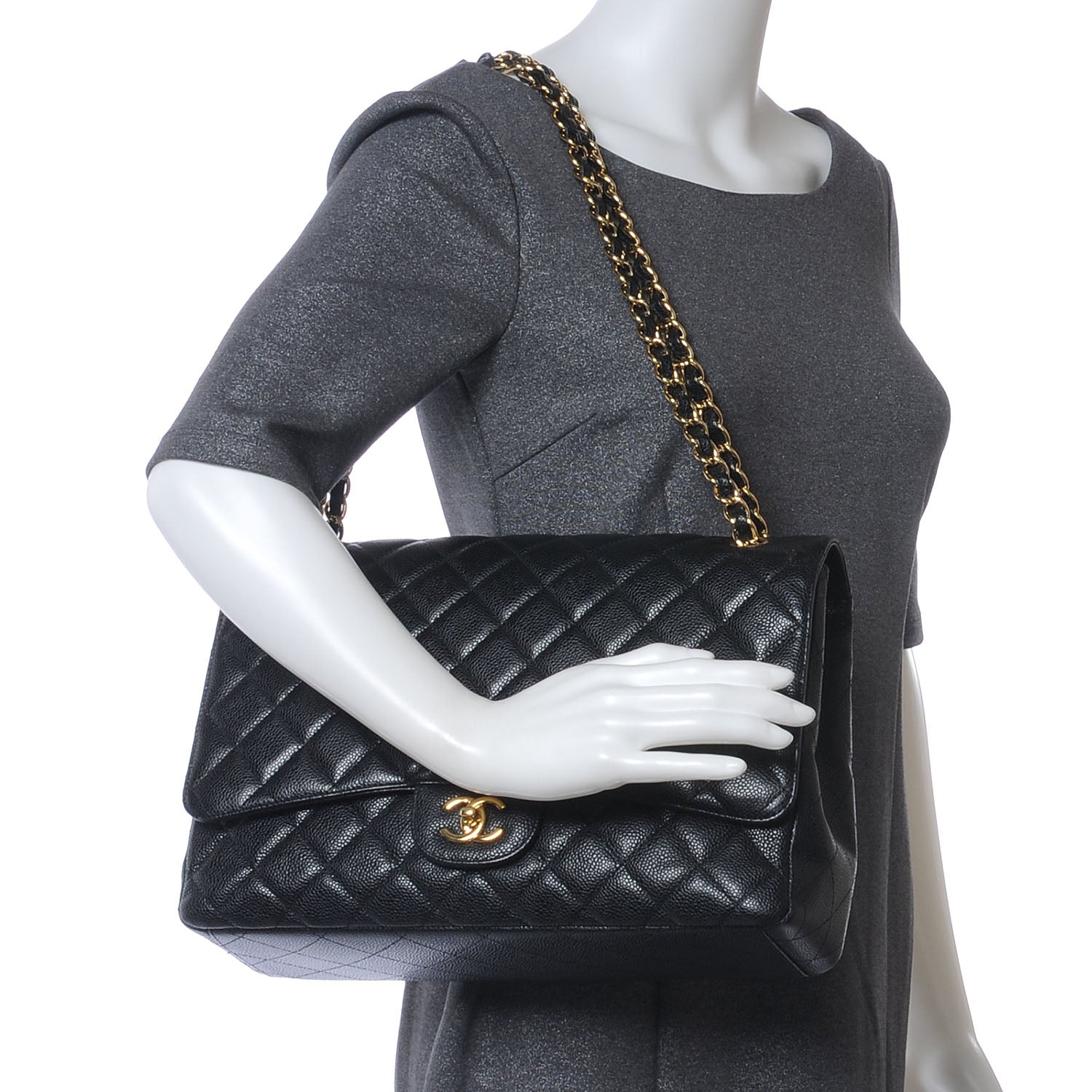 Chanel Caviar Maxi Single Flap Black 2 of 7