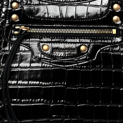 Balenciaga Shiny Supple Calfskin Crocodile Embossed Brass Hardware Neo Classic City Black 11 of 11