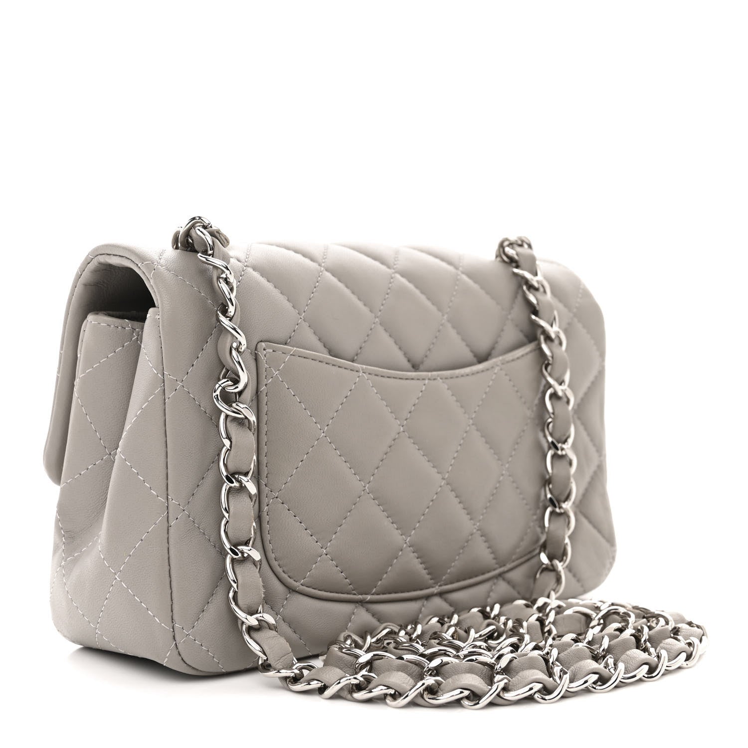 Chanel Lambskin Quilted Mini Rectangular Flap Grey 3 of 11