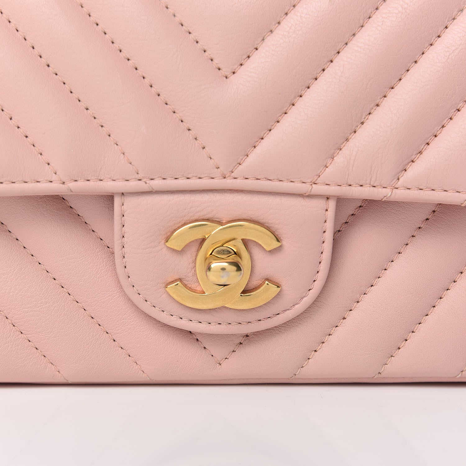 Chanel Calfskin Chevron Quilted Mini Rectangular Flap Light Pink 8 of 11