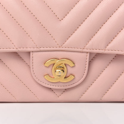 Chanel Calfskin Chevron Quilted Mini Rectangular Flap Light Pink 8 of 11