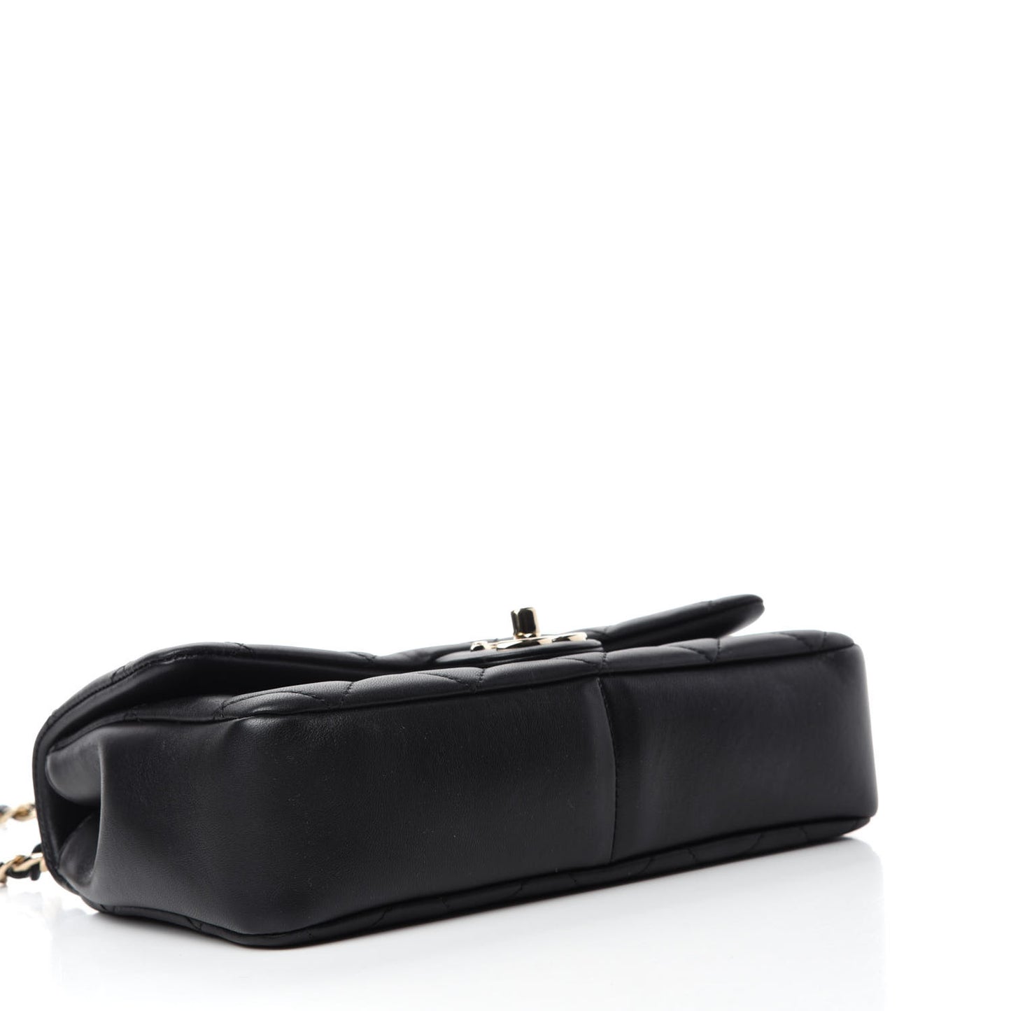 Lambskin Quilted Resin Bi-Color Chain Flap Bag Black