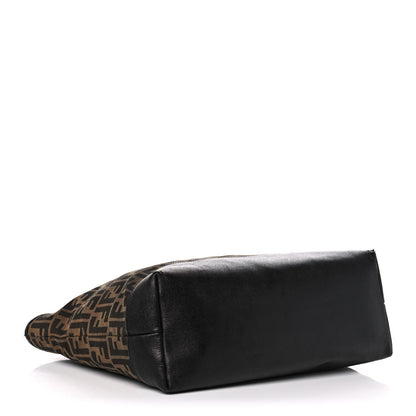 Fendi Zucca Vitello Elite Medium Roll Tote Tobacco Black 4 of 22