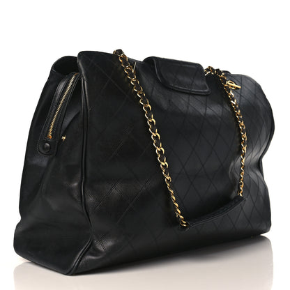 Chanel Calfskin Stitched XL Weekender Black 3 of 10