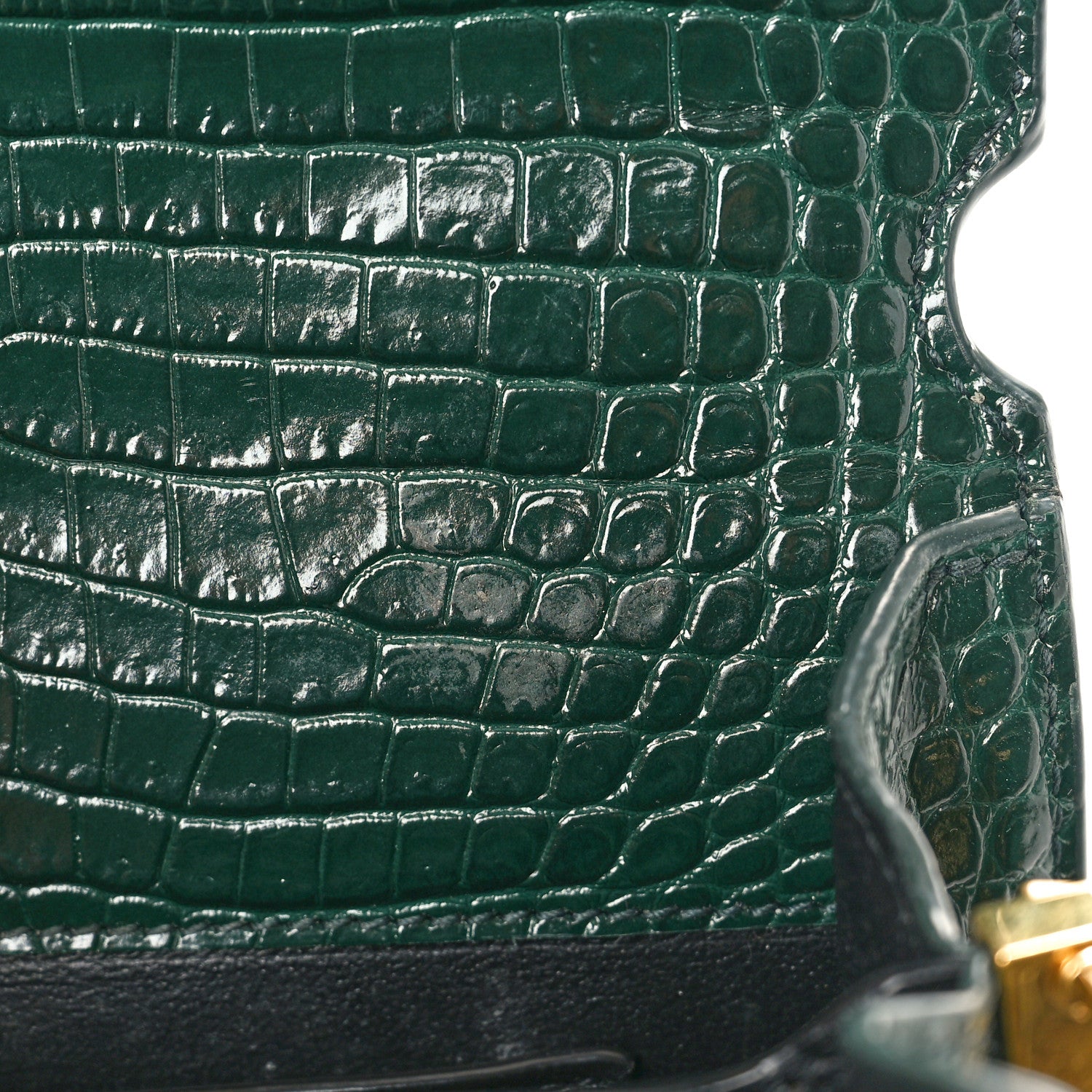Saint Laurent Calfskin Crocodile Embossed Mini Classic Monogram Cassandra Top Handle Dark Mint 10 of 16