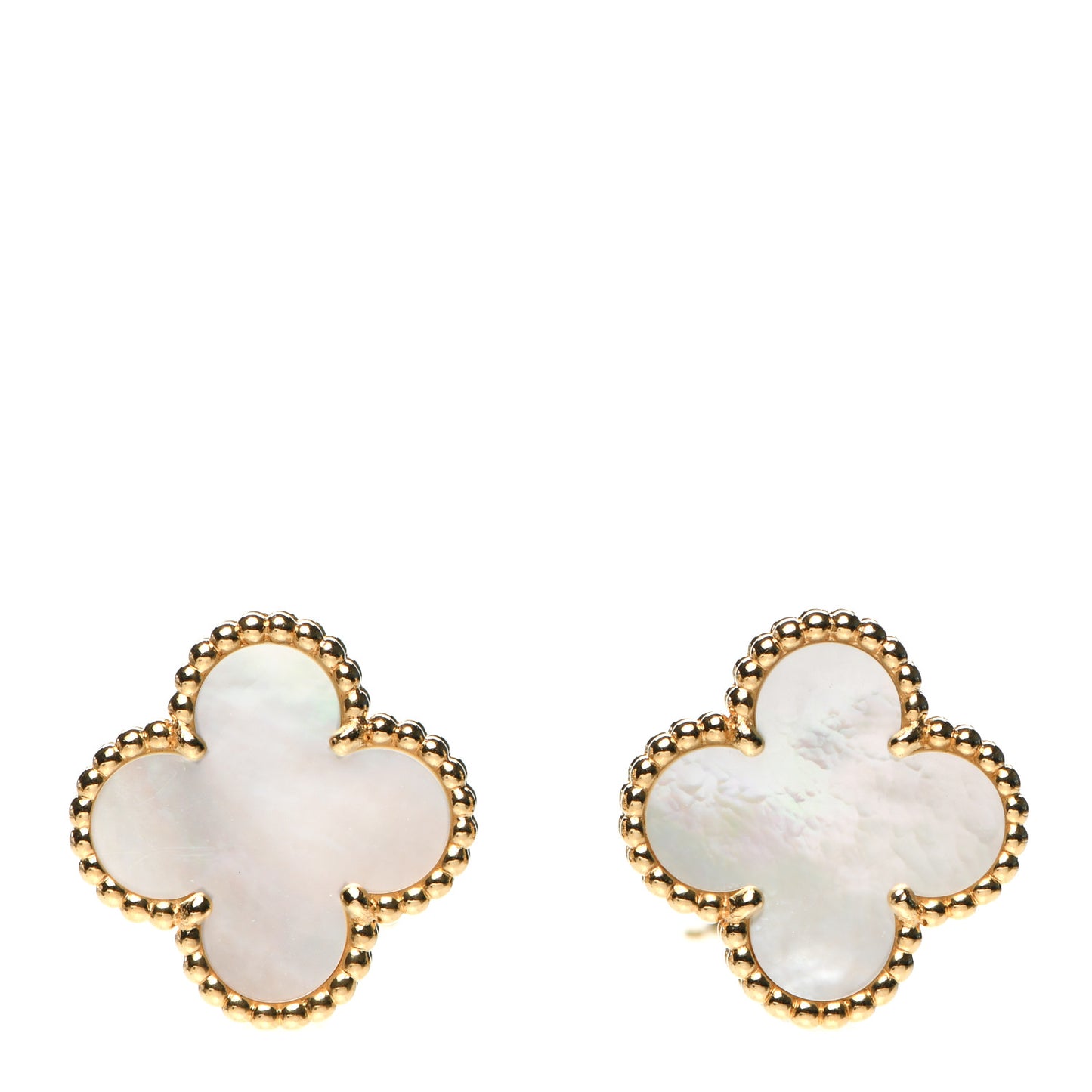18K Yellow Gold Mother of Pearl Vintage Alhambra Earrings