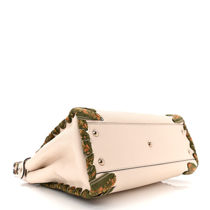 Fendi Vitello Seta Shiny Nappa Ribbon Lace Up Floral Medium Peekaboo Iconic Satchel Camelia Multicolor 4 of 10