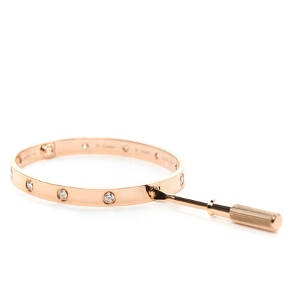 Cartier 18K Pink Gold 10 Diamond LOVE Bracelet 18 4 of 6
