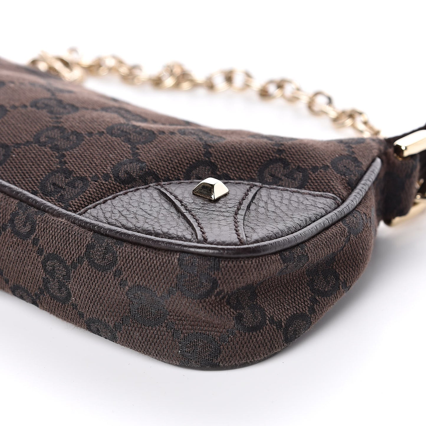Monogram Studded Chain Clutch Dark Brown