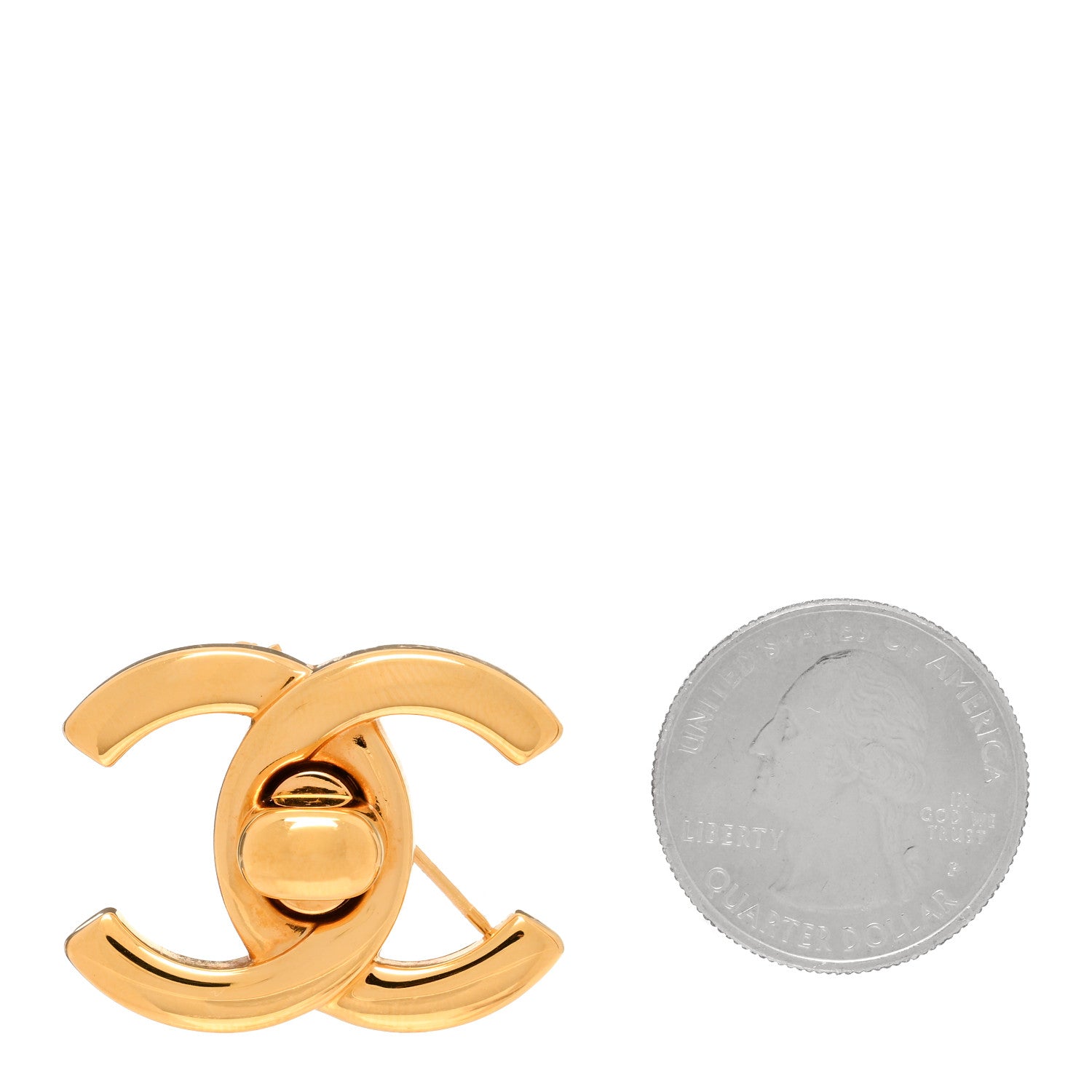 Chanel Metal CC Turn Lock Brooch Gold 2 of 4