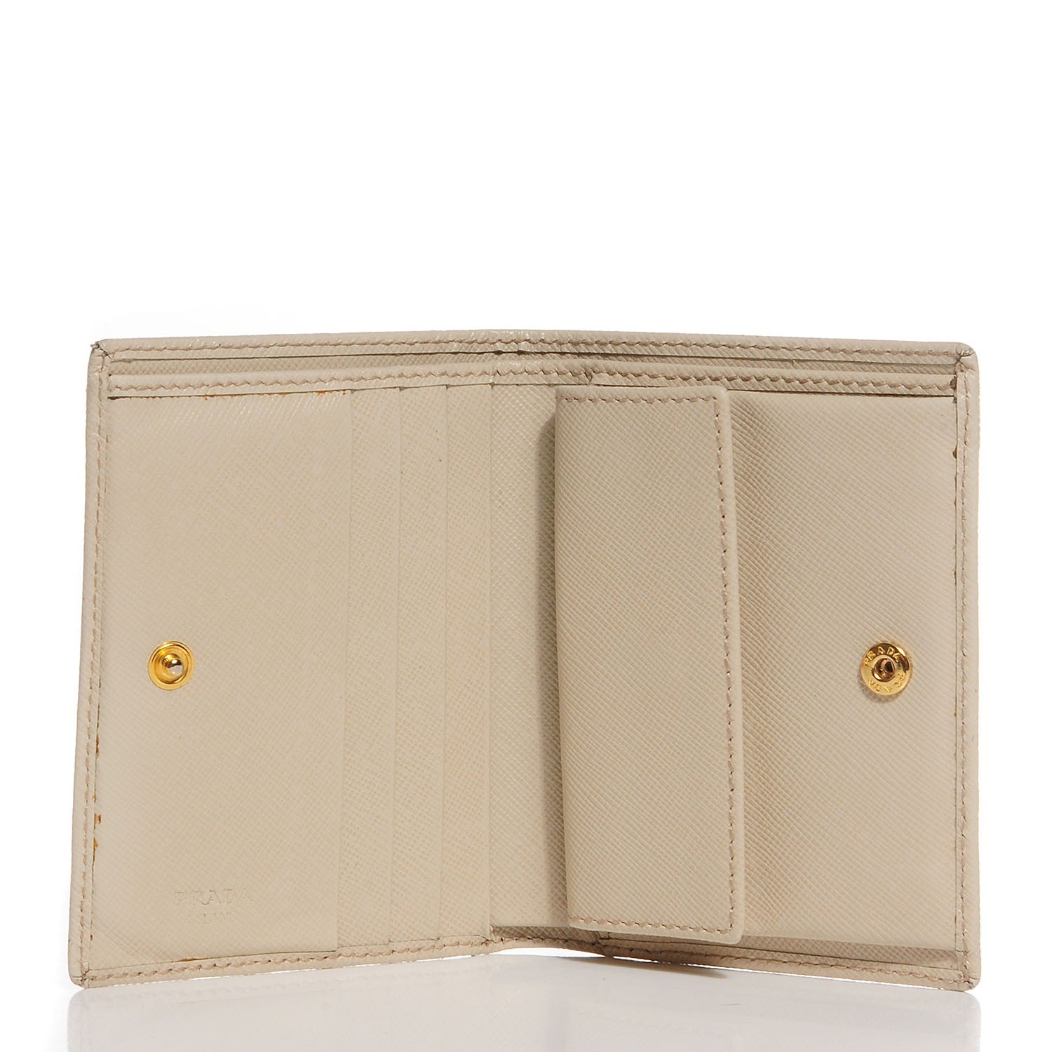 Prada Saffiano Metal Bi-Fold Wallet Cera 5 of 6