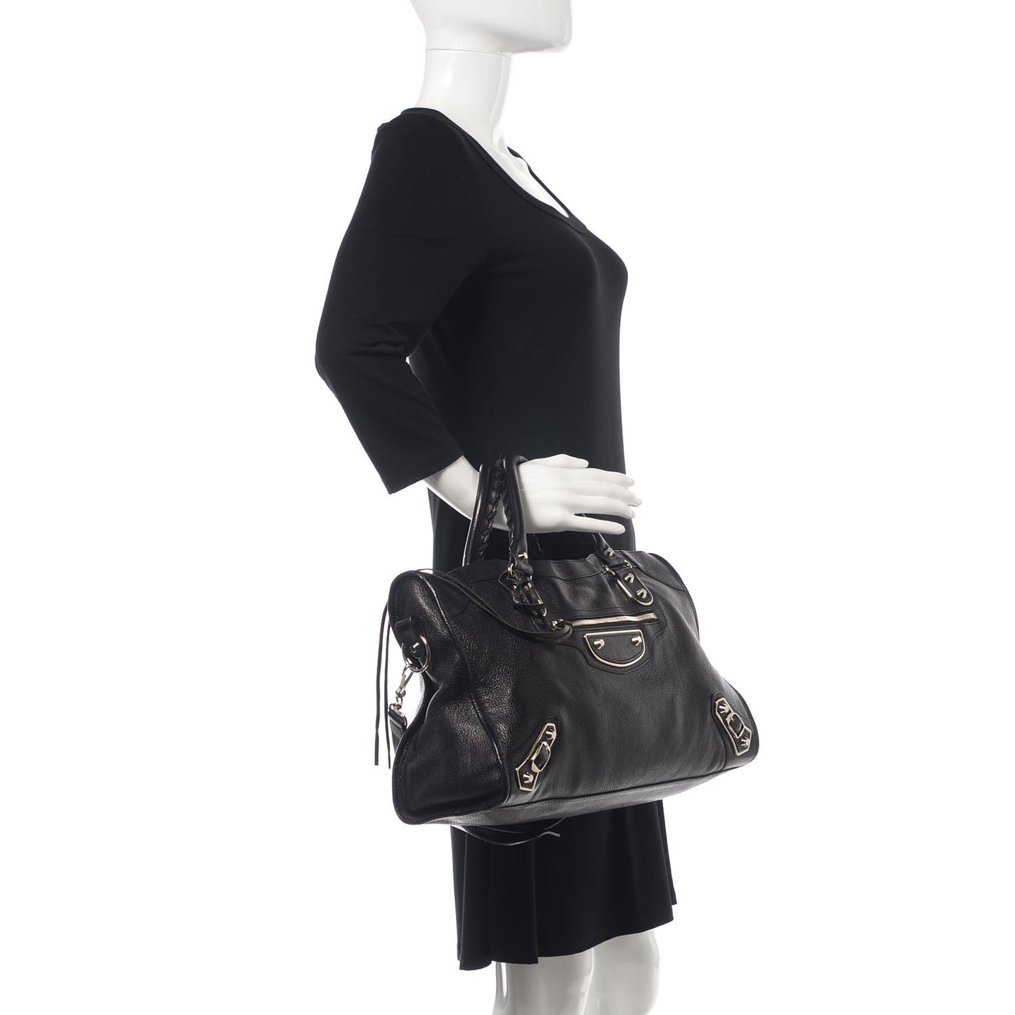 Chevre Silver Metallic Edge Hardware City Black