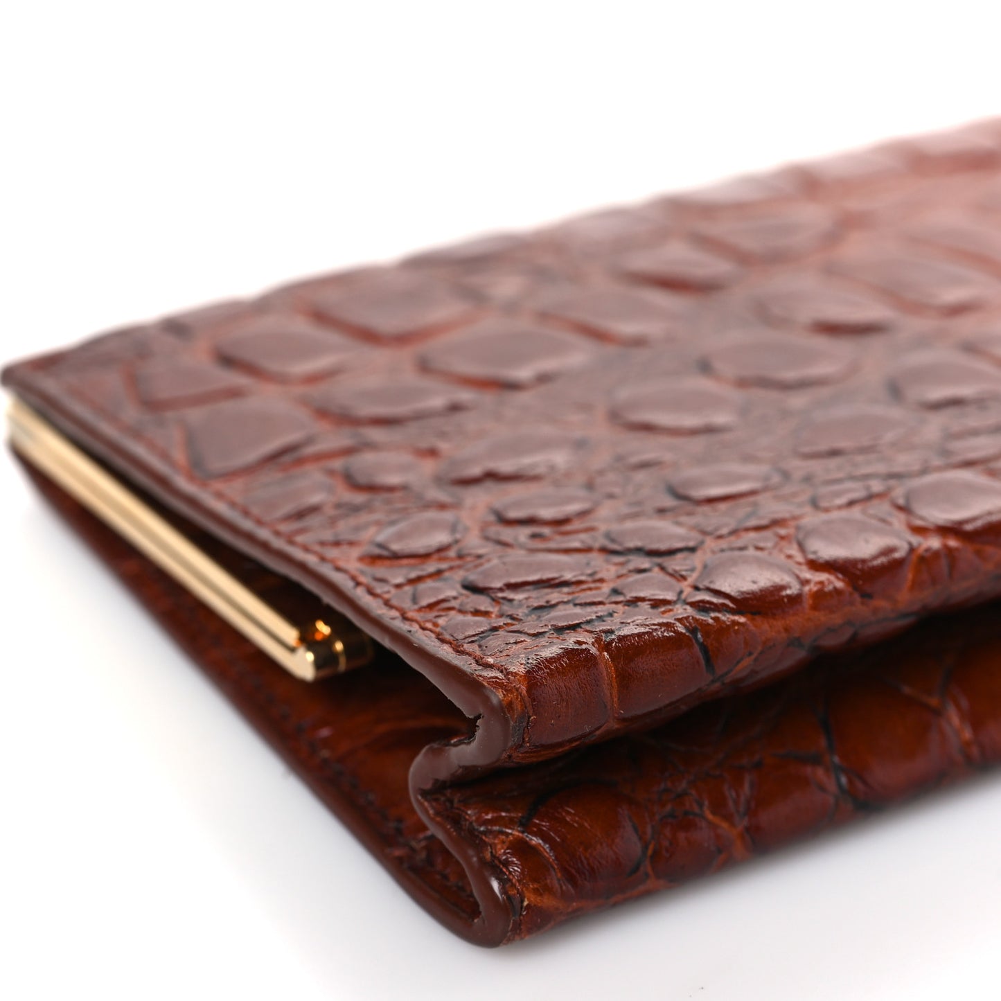Lacquered Calfskin Crocodile Embossed Large Midnight