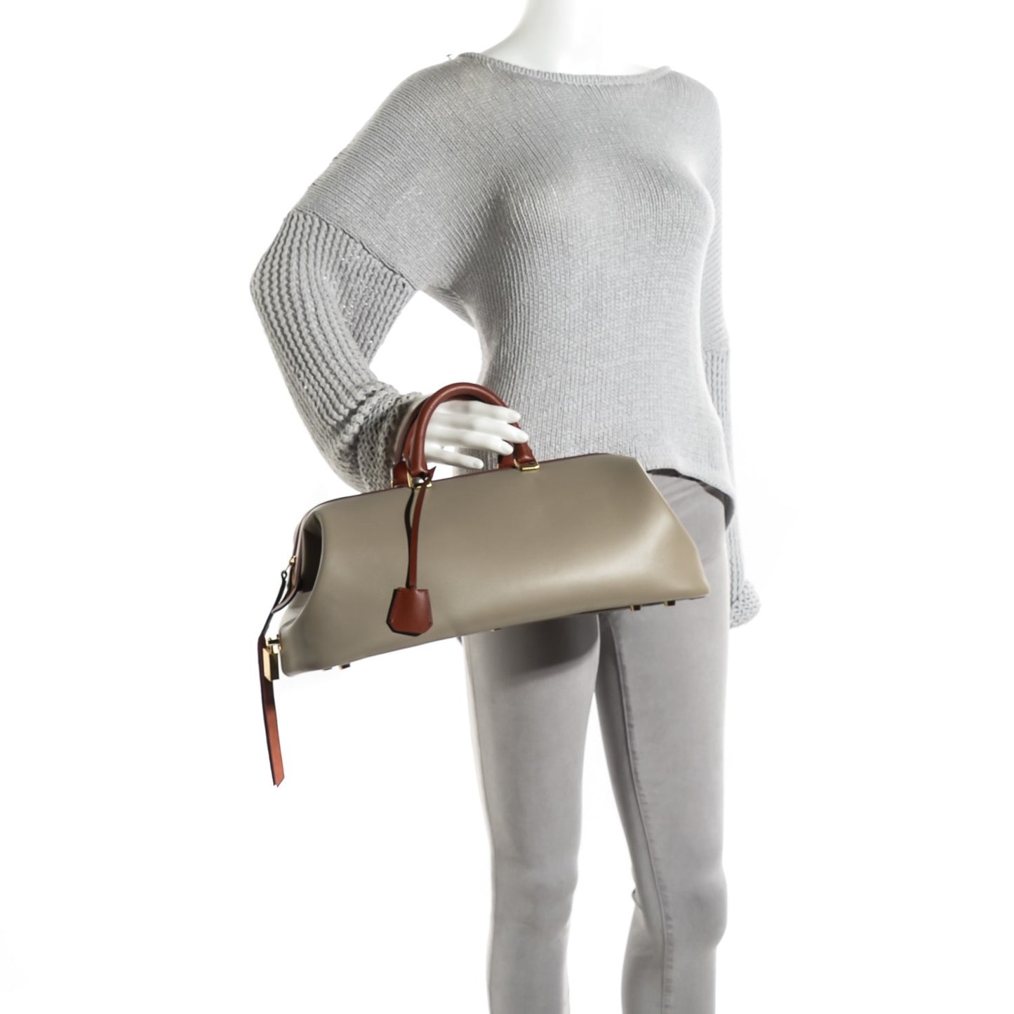 Satin Calfskin Long Frame Doctor Bag Grey