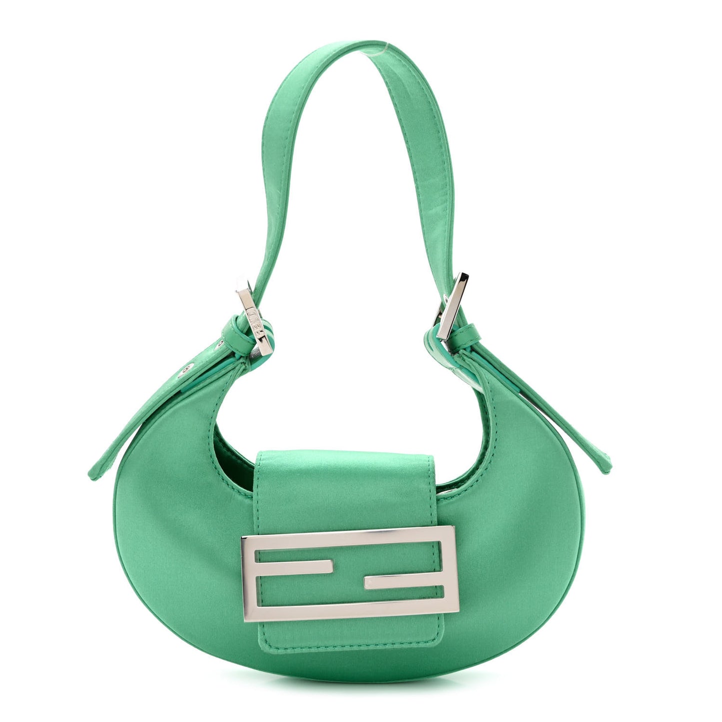 Silk Satin Mini Cookie Hobo Bag Spring Turquoise