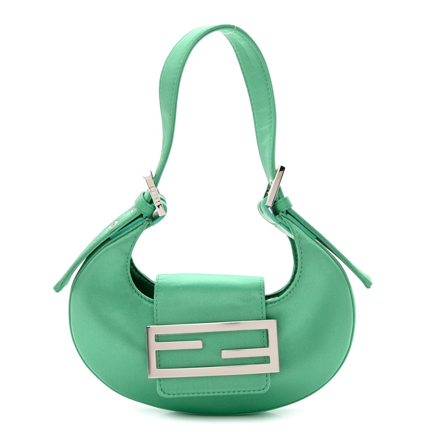 Fendi Silk Satin Mini Cookie Hobo Bag Spring Turquoise 1 of 10