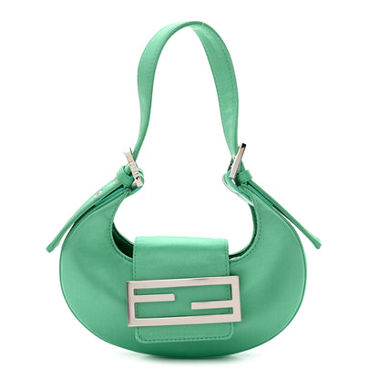 Fendi Silk Satin Mini Cookie Hobo Bag Spring Turquoise 1 of 10