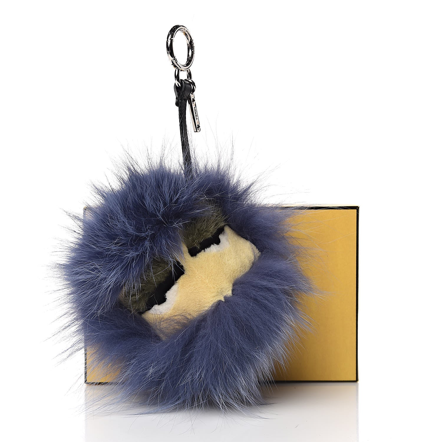 Fendi Fox Mink Rabbit Fur Vitello Flamingo Kooky Monster Bag Bug Charm Cassis Black Multicolor 3 of 3