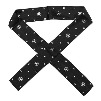 Chanel Silk CC Polka Dot Slim Bandeau Scarf Black Silver 1 of 3