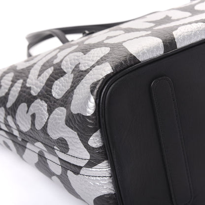 MCM Visetos Metallic Leopard Print Medium Anya Shopper Tote Black 7 of 12